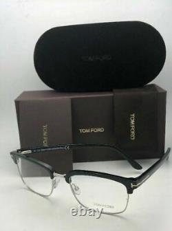 New TOM FORD Eyeglasses TF 5504 005 54-19 145 Black & Silver Clubmaster Frames