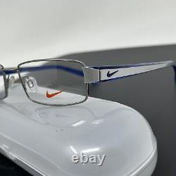 Nike Eyeglasses 8065 054 Silver and Blue Rectangular Frame 5117 145