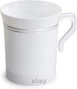 OCCASIONS 120 Mugs Pack, Heavyweight Disposable Wedding Party Plastic 8 Oz Coffe