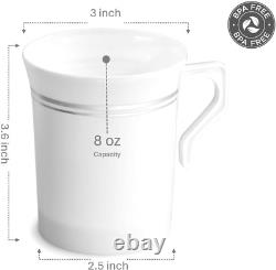 OCCASIONS 120 Mugs Pack, Heavyweight Disposable Wedding Party Plastic 8 Oz Coffe