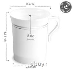 OCCASIONS 120 Mugs Pack, Heavyweight Disposable Wedding Party Plastic 8 oz Co