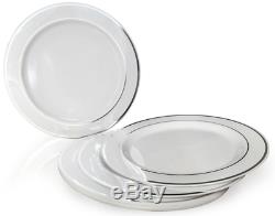 OCCASIONS 120 Plates Pack, Heavyweight Disposable Wedding Party Plastic Rim