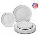 Occasions 240 Piece Pack Heavyweight Wedding Party Di(240, White W /silver Rim)