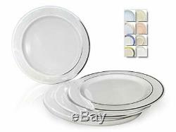 OCCASIONS 240 Plates Pack, (1. Dinner PlateA1. White & Silver Rim)