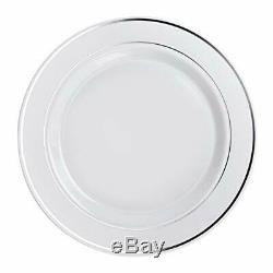 OCCASIONS 240 Plates Pack, (1. Dinner PlateA1. White & Silver Rim)