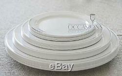 OCCASIONS 240 Plates Pack, (1. Dinner PlateA1. White & Silver Rim)