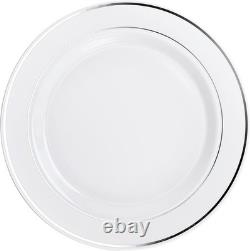 OCCASIONS 240 Plates Pack, (120 Guests) 240, White & Silver Rim