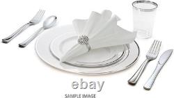 OCCASIONS 240 Plates Pack, (120 Guests) 240, White & Silver Rim