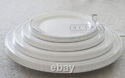 OCCASIONS 240 Plates Pack, (120 Guests) 240, White & Silver Rim