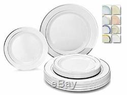 OCCASIONS 240 Plates Pack, (120 Guests) (240B1. White & Silver Rim)