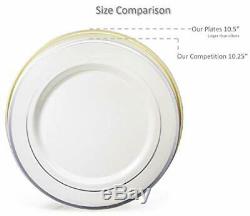OCCASIONS 240 Plates Pack, (120 Guests) (240B1. White & Silver Rim)