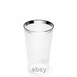 OCCASIONS 400 Piece Wedding 400 Count (14 Ounce) Tumblers Silver Rimmed