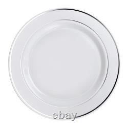 OCCASIONS 600 Pcs Set & 120 Guest Wedding Disposable Plastic Plate & Silverwa