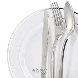 OCCASIONS 600 Pcs Set & 120 Guest Wedding Disposable Plastic Plate & Silverwa