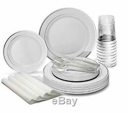 OCCASIONS 640pcs set 80 640 Piece (80 Guest)A1. White with Silver Rim