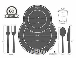 OCCASIONS 640pcs set 80 640 Piece (80 Guest)A1. White with Silver Rim