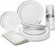 Occasions 960pcs Set (120 960 Piece Guest), A1. White With Silver Rim