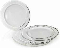 OCCASIONS 960pcs set (120 960 Piece Guest), A1. White with Silver Rim