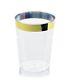 Occasions Disposable Plastic Wine Cups Clear Withsilver Base And Rim Gold Rimme