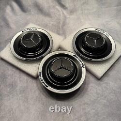 OEM BRAND NEW Mercedes AMG Wheel Center Caps A0004005700 9283 Matte Black Silver