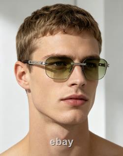 OMEGA OM0035 56-18-145 Silver Half Rim Hollow Carved Sunglasses