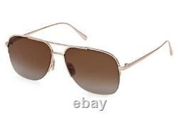 Omega OM 0034 34F Gold Metal Half-Rim Aviator Sunglasses 59-15-145 Zeiss Lenses