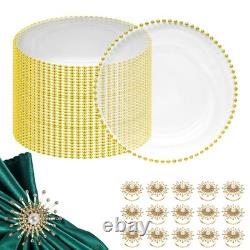 PLASTIC ACRYLIC Dinner Elegant Charger Plates Beaded Rim 13 Wedding Parties