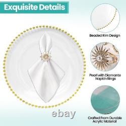 PLASTIC ACRYLIC Dinner Elegant Charger Plates Beaded Rim 13 Wedding Parties