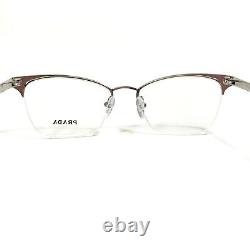 PRADA Eyeglasses Frames VPR 65Q UEI-1O1 Green Silver Cat Eye Half Rim 51-17-140