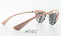 PRADA Sunglasses Spr 61O 49-17 140 1BC 7W1 Silver Pink Red half Rim Sm Cat-Eye