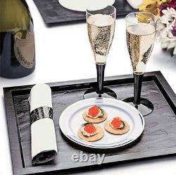 Party Essentials Divine 10.25 White Silver Rim Plastic Plates (Case of 144)