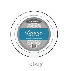 Party Essentials N507255 Divine Plastic Plates Silver Rim 9 White Silver Case