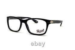 Persol 3012-V 1154 Eyeglasses Frame Black Silver Rectangular Large 54mm