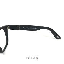 Persol 3039-V 900 Eyeglasses Frames Matte Black Round Silver Logos 52-19-145