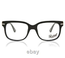 Persol 3252V 95 Black Silver Eyeglasses Frame Men Square Large 52mm
