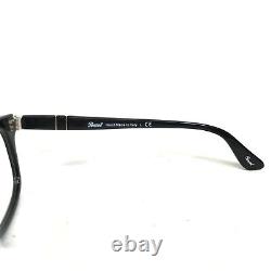 Persol Eyeglasses Frames 3029-V 95 Shiny Black Silver Square Full Rim 52-19-145