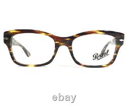 Persol Eyeglasses Frames 3054-V 938 Brown Horn Silver Square Full Rim 53-18-140