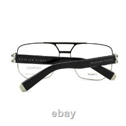 Philipp Plein Men Optical Square Black Silver Titanium Glasses VPP022M-0583 58mm