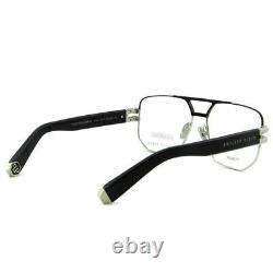Philipp Plein Men Optical Square Black Silver Titanium Glasses VPP022M-0583 58mm
