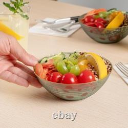 Plastic Bowls 100 Pcs 16 oz Gold Rimmed Disposable Soup Bowls Heavy-Duty Green