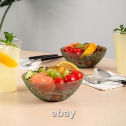 Plastic Bowls 100 Pcs 16 oz Gold Rimmed Disposable Soup Bowls Heavy-Duty Green