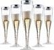 Plastic Champagne Flutes Disposable With Silver Rim Box Of 36 6.5 Oz Pack Of 12