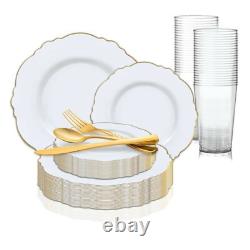 Plastic Dinner & Salad Plates, Cutlery Set & Cups for Wedding & Birthday Party