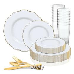 Plastic Dinner & Salad Plates, Cutlery Set & Cups for Wedding & Birthday Party