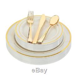 Plastic Disposable Plates Dinner Wedding Silve/Gold Occasion party Cutlery Bulk