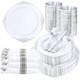 Plastic Plates 350pcs Silver For 50 Guests Nervure Dinnerware Sets Disposable