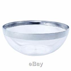 Plastic SILVER Rimmed ROUND 2 qt BOWLS Disposable TABLEWARE Party Wedding SALE