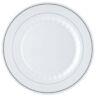 Plastic White Silver Rim 10.25 Plates Disposable Buffet Party Wedding Dinner