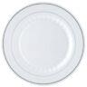 Plastic White Silver Rim 10.25 Plates Disposable Buffet Party Wedding Dinner