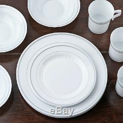 Plastic WHITE Silver Rim 10.25 PLATES Disposable Buffet Party Wedding Dinner